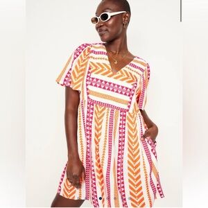 NEW Old Navy Cotton Jacquard Bold Geometric Dress